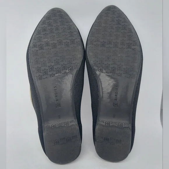 Birdies Blackbird Knit Flats Jet Black With Tan Trim Shoes Women's Size 9 - Picture 12 of 12
